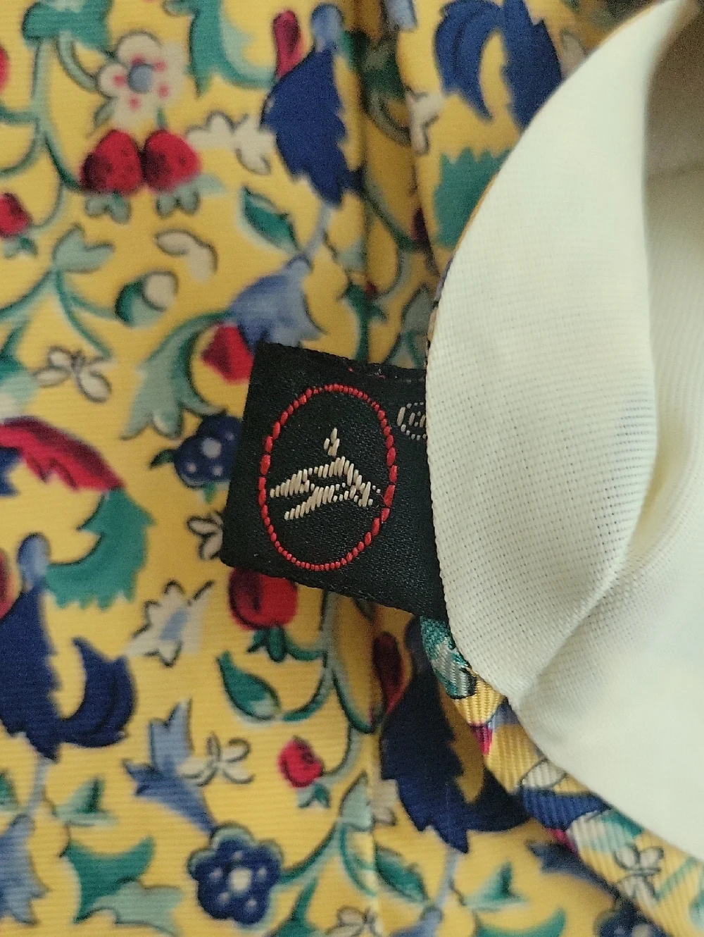 Vintage Bert Pulitzer Silk Tie Yellow Strawberries Bluebirds